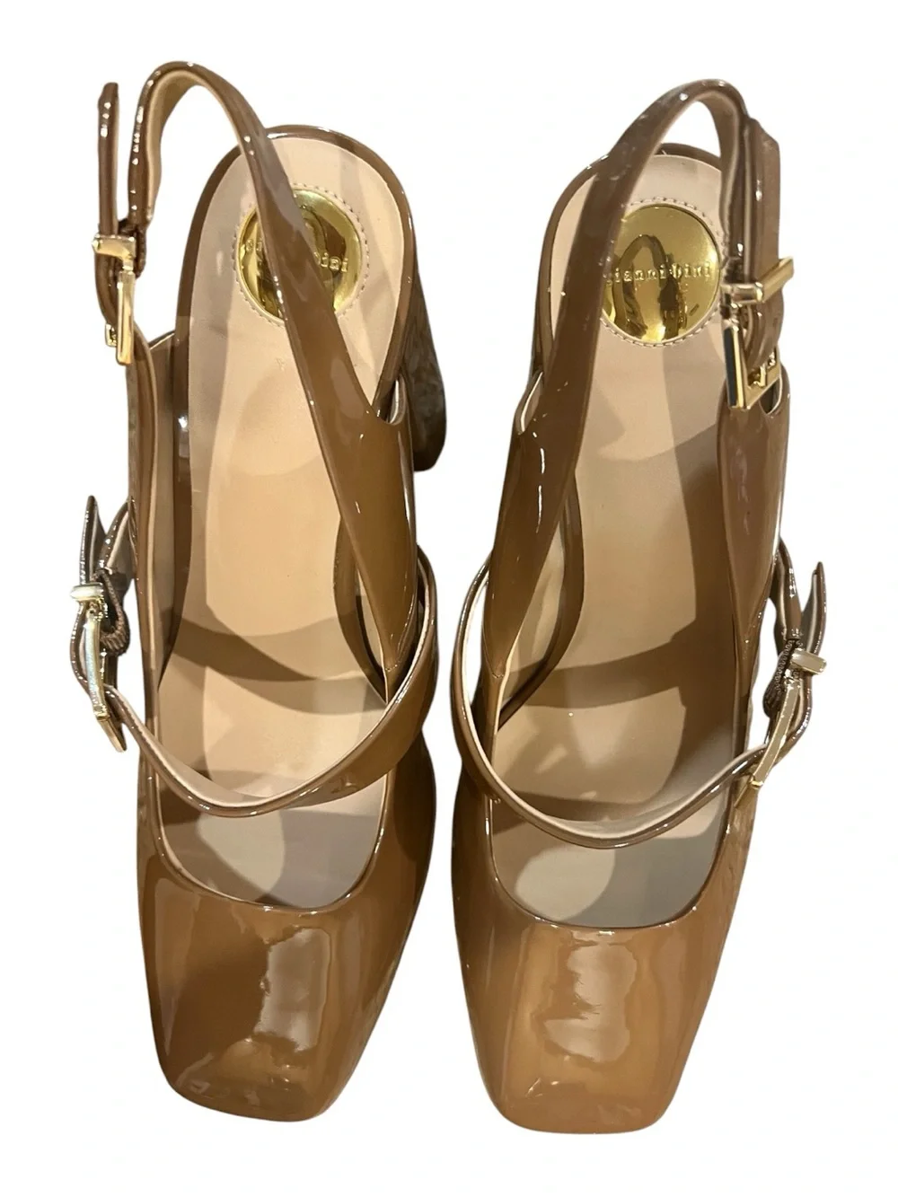 Gianni Bini Sonata Patent Mary Jane Platform Pumps Sweet Caramel Size 9M NWT
